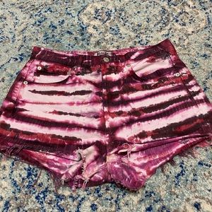 AGOLDE tie dye cutoff denim shorts